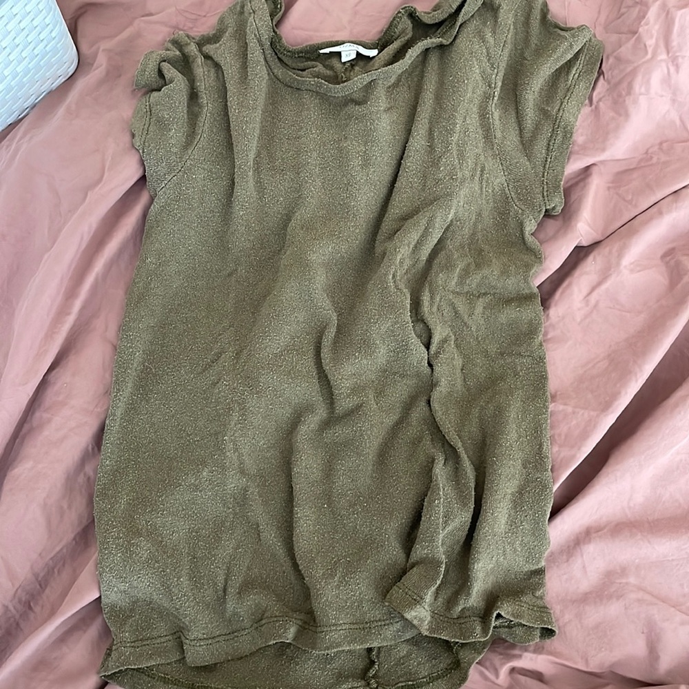 Ozma raw silk tee- olive green